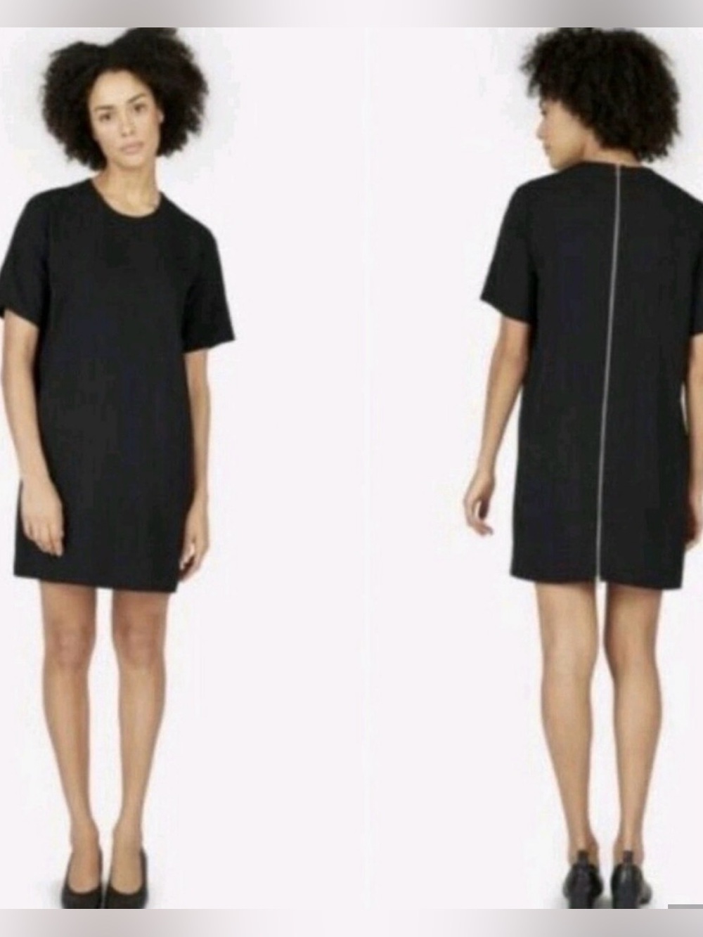 Everlane modern Japanese GoWeave  Short Sleeve Black Shift Dress 6